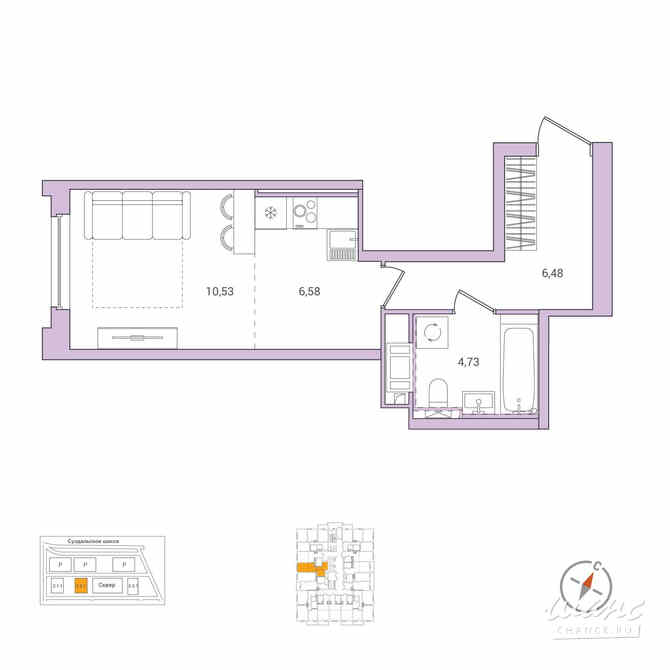 1-к квартира, 28.32 м², этаж 9/25 Санкт-Петербург - изображение 3