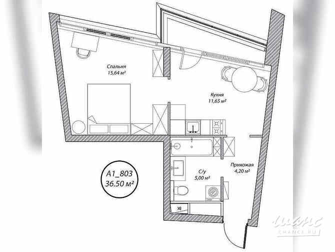 1-к квартира, 36.5 м², этаж 8/10 Москва - изображение 1