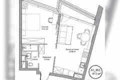 1-к квартира, 47.1 м², этаж 9/10