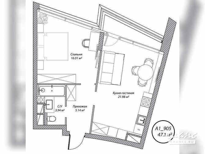1-к квартира, 47.1 м², этаж 9/10 Москва - изображение 1