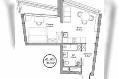 1-к квартира, 36.5 м², этаж 9/10