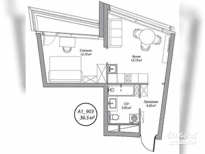 1-к квартира, 36.5 м², этаж 9/10 Москва - изображение 1