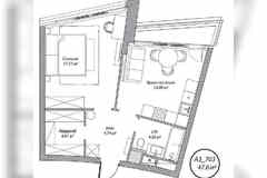 1-к квартира, 47.6 м², этаж 7/10