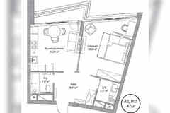 1-к квартира, 47 м², этаж 8/10