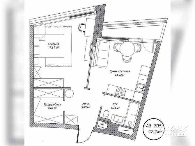 1-к квартира, 47.2 м², этаж 7/10 Москва - изображение 1
