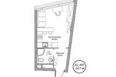 1-к квартира, 24.7 м², этаж 9/10