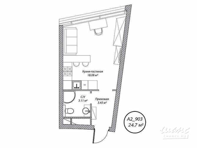 1-к квартира, 24.7 м², этаж 9/10 Москва - изображение 1