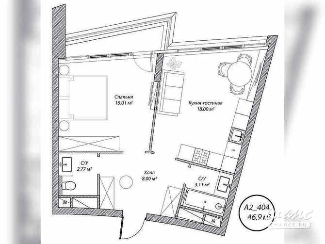 1-к квартира, 46.9 м², этаж 4/10 Москва - изображение 1