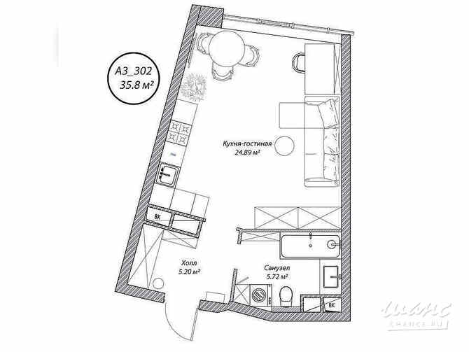 1-к квартира, 35.8 м², этаж 3/10 Москва - изображение 1