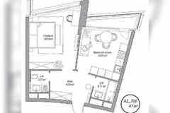1-к квартира, 47 м², этаж 7/10