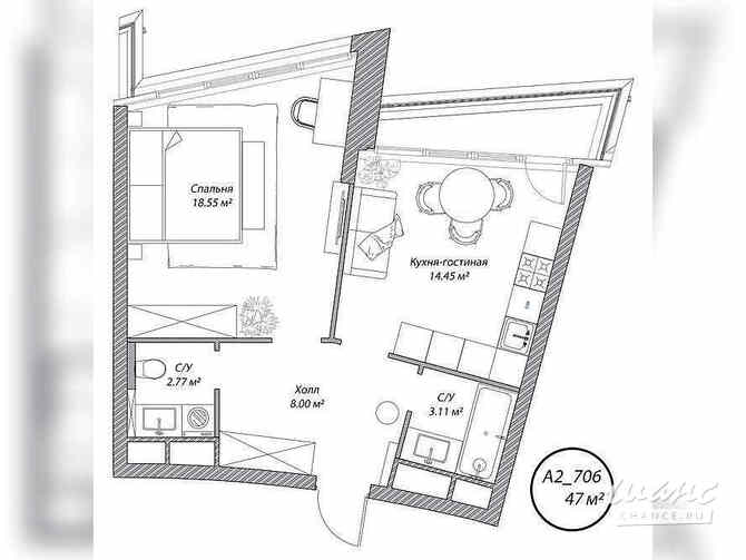 1-к квартира, 47 м², этаж 7/10 Москва - изображение 1