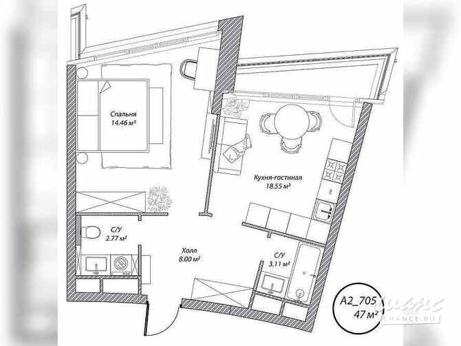 1-к квартира, 47 м², этаж 7/10 Москва - изображение 1