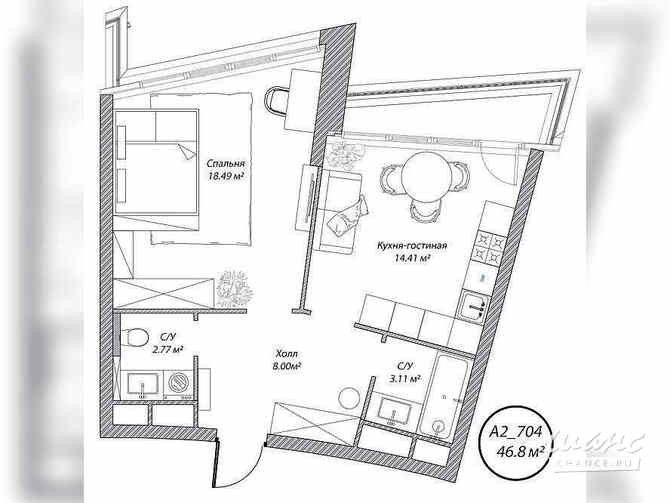 1-к квартира, 46.8 м², этаж 7/10 Москва - изображение 1