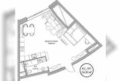 1-к квартира, 54.3 м², этаж 7/10