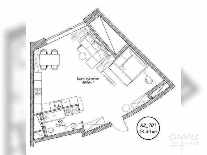 1-к квартира, 54.3 м², этаж 7/10 Москва - изображение 1