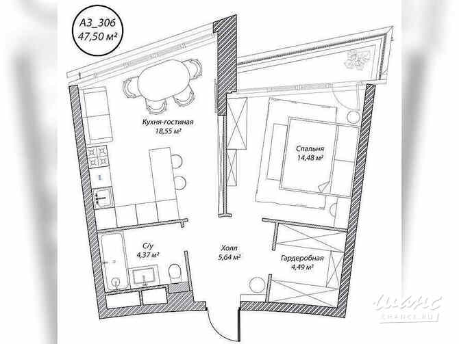 2-к квартира, 47.5 м², этаж 3/10 Москва - изображение 1