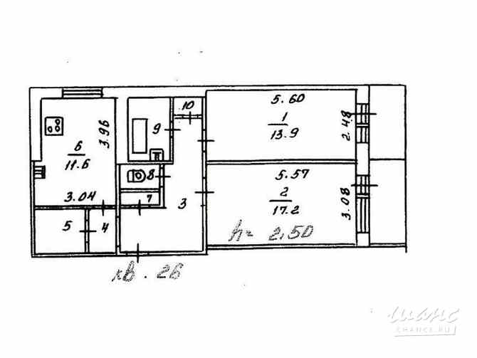 2-к квартира, 63.3 м², этаж 6/9 Мурманск - изображение 1
