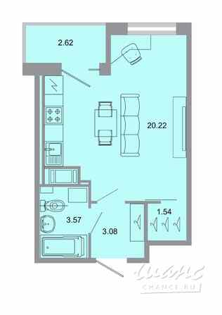 1-к квартира, 29.2 м², этаж 15/15 Бугры - изображение 1