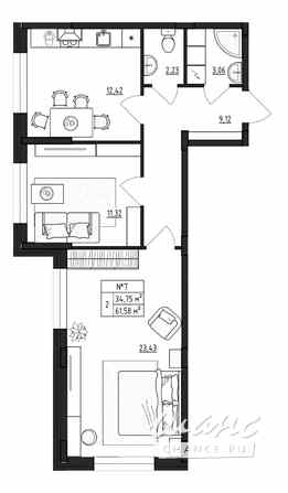 2-к квартира, 61.58 м², этаж 1/4 Выборг - изображение 3