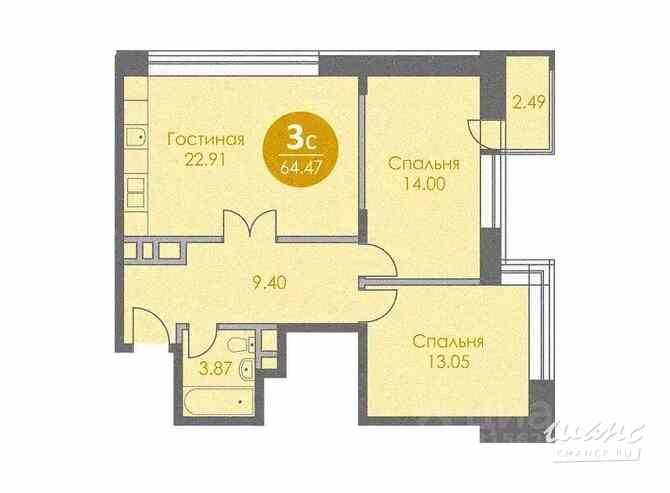 3-к квартира, 66 м², этаж 3/12 Москва - изображение 8