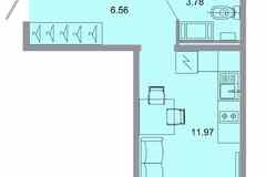 1-к квартира, 21.7 м², этаж 1/15