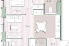 2-к квартира, 55.79 м², этаж 2/12
