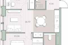 2-к квартира, 55.47 м², этаж 2/12
