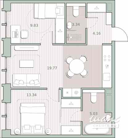 2-к квартира, 55.47 м², этаж 2/12 Москва - изображение 1