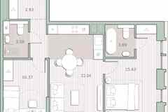 2-к квартира, 58.24 м², этаж 2/12