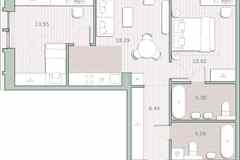 2-к квартира, 64.27 м², этаж 2/12