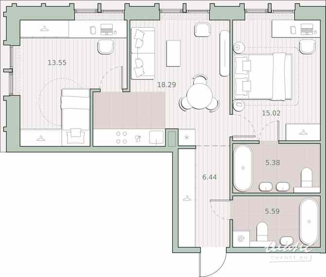 2-к квартира, 64.27 м², этаж 2/12 Москва - изображение 1