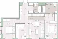 3-к квартира, 85.61 м², этаж 8/12