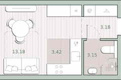 1-к квартира, 22.93 м², этаж 7/44