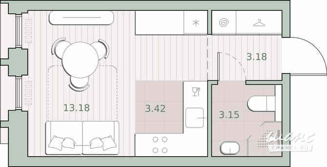 1-к квартира, 22.93 м², этаж 7/44 Москва - изображение 1