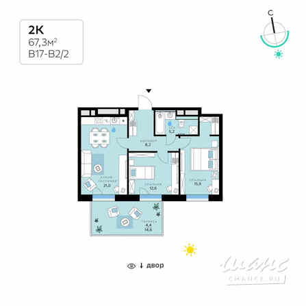 2-к квартира, 67.3 м², этаж 1/7 Москва - изображение 3