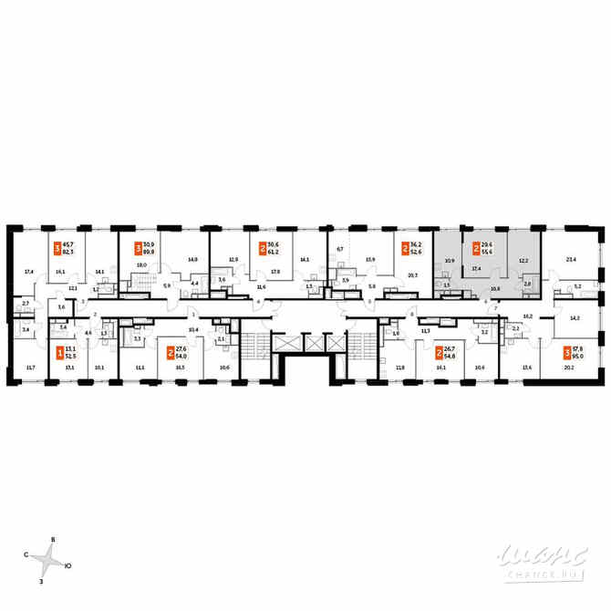 2-к квартира, 53.5 м², этаж 23/27 Москва - изображение 1