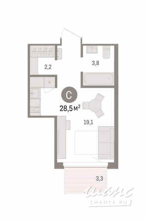 1-к квартира, 28.5 м², этаж 4/5 Тюмень - изображение 3