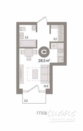 1-к квартира, 28.51 м², этаж 3/9 Тюмень - изображение 3