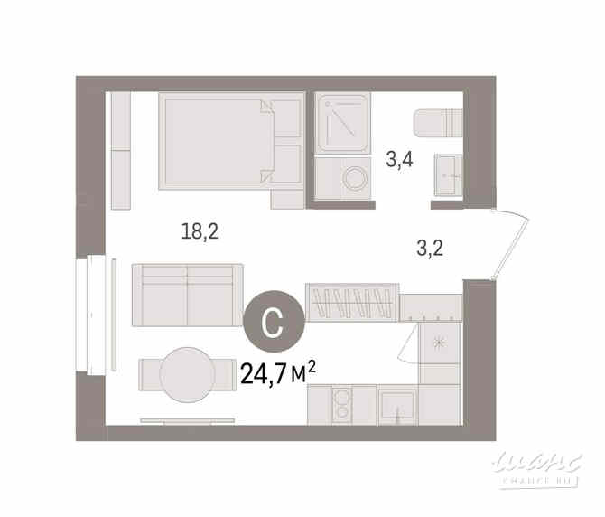 1-к квартира, 24.67 м², этаж 5/7 Тюмень - изображение 3