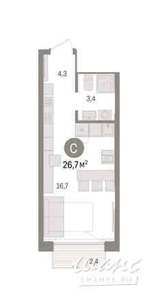 1-к квартира, 26.73 м², этаж 15/17 Тюмень - изображение 3