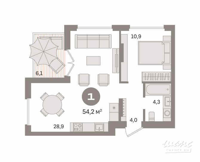 1-к квартира, 54.2 м², этаж 9/9 Екатеринбург - изображение 3