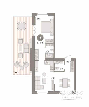 1-к квартира, 83.9 м², этаж 9/9 Екатеринбург - изображение 3