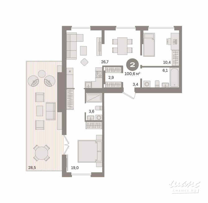 2-к квартира, 100.6 м², этаж 9/9 Екатеринбург - изображение 3