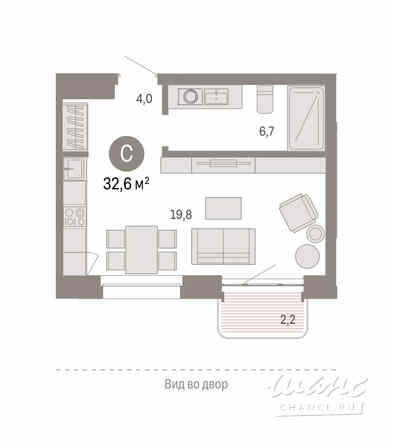 1-к квартира, 32.57 м², этаж 8/11 Новосибирск - изображение 3