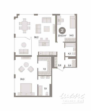 2-к квартира, 112.6 м², этаж 20/24 Новосибирск - изображение 3