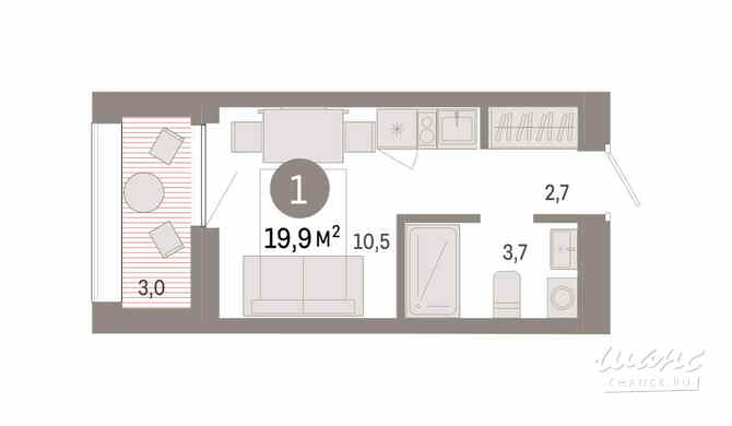 1-к квартира, 19.9 м², этаж 13/17 Новосибирск - изображение 3