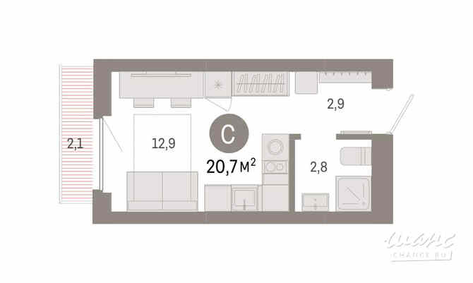 1-к квартира, 20.7 м², этаж 5/12 Новосибирск - изображение 3