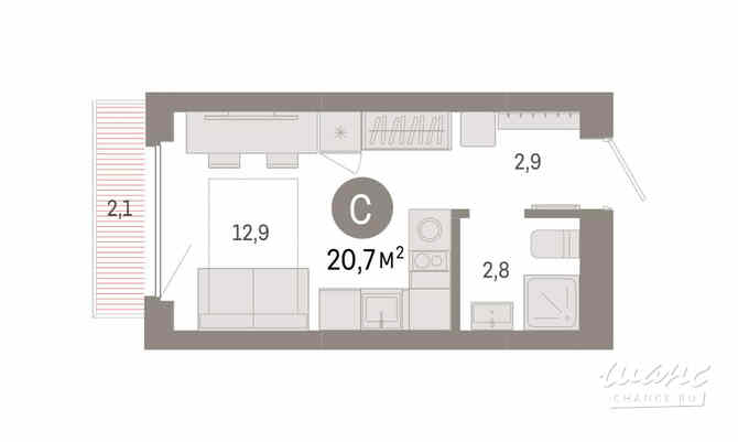 1-к квартира, 20.7 м², этаж 5/12 Новосибирск - изображение 3