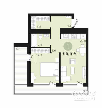 1-к квартира, 50.4 м², этаж 7/18 Новосибирск - изображение 3