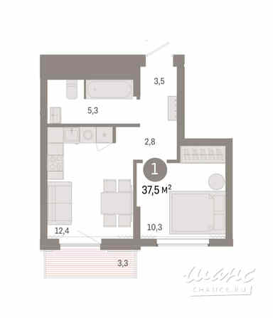 1-к квартира, 37.4 м², этаж 7/8 Новосибирск - изображение 3